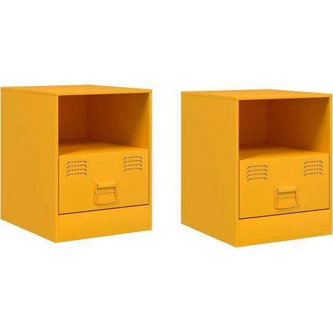 Maison Exclusive - Nachttische 2 Stk. Senfgelb 34,5x39x44 cm Stah