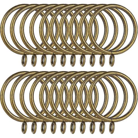 Lot de 50 anneaux de rideaux en laiton, 38 mm, laiton antique avec œillet pour crochets, antirouille, pour tringles à rideaux et rideaux de douche (1/5)