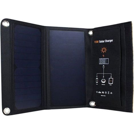 Faltbares Tragbares Solarpanel - Orange - 15W - USB - Wasserdicht - Leicht
