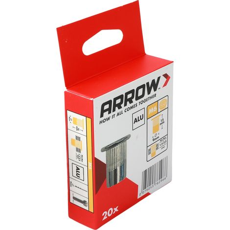 Arrow Blindnietmutter Typ RN Ø 9 x 15 mm mit M6 Gewinde Aluminium 20 Stück (1/3)