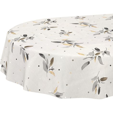 Nappe en Toile cirée Lavable, Facile d'entretien, imperméable, Effet Lotus, pour Table de Jardin, Ovale, 180 x 140 cm, Bord coupé (1/5)