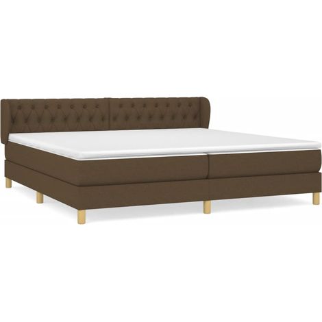 Lit à sommier tapissier avec matelas, Lit adulte pour 2 personnes Assemblage Facile, Marron foncé 200x200 cm OIB2923E (1/5)