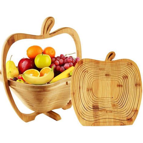 Kreativer, faltbarer Obstkorb, apfelförmiger Obstkorb aus Bambus, Obstkorb zur Dekoration der Küchenarbeitsplatte