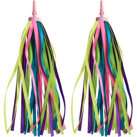 2 rubans à pompons pour guidon de trottinette garçon/vélo enfant, colorés, couleur verte. (1/5)