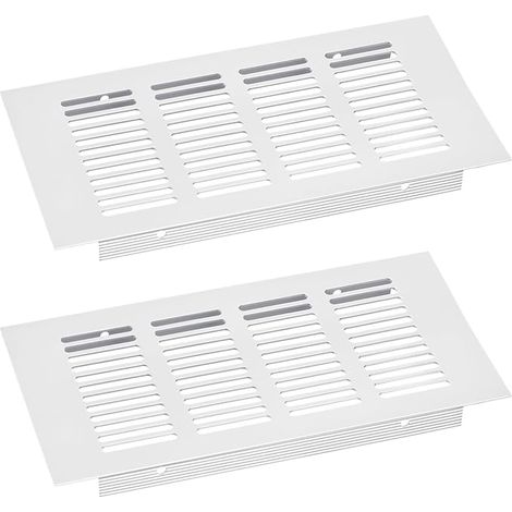 2pcs 200x100mm Aluminum Alloy Vent Cover Grille Rectangular Louver Vent Grille (Silver) (1/5)