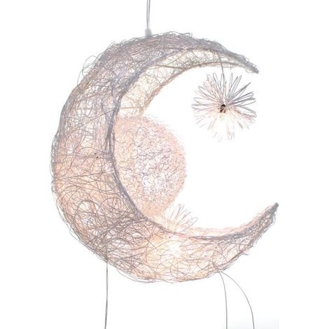 Suspension Industrielle Lune et Etoiles LED - PETITES ECREVISSES - Chambre - Blanc - Aluminium - 5 Ampoules (1/4)