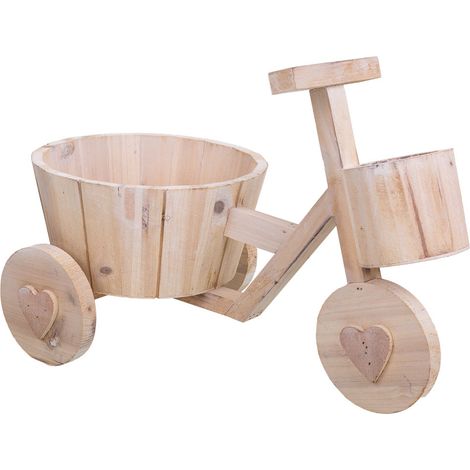 Bici Macetero de madera marrón 39,5x23x25,8 (1/5)