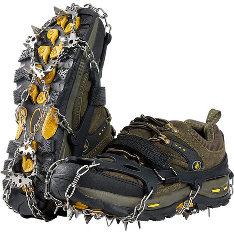 Crampons d'alpinisme antidérapants 19 dents pour l'extérieur, couvre-chaussures antidérapants en acier inoxydable pour glace et neige, équipement d'escalade sur glace renforcé 19 dents (1/5)
