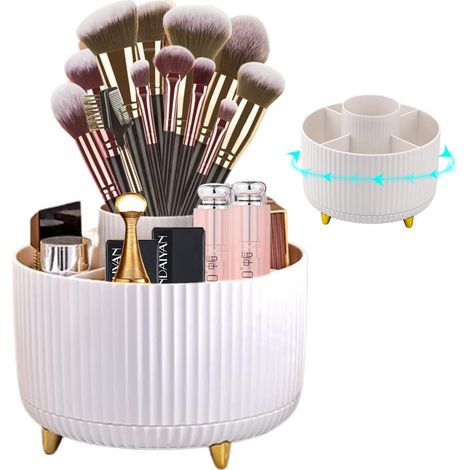 Organisateur de pinceaux de maquillage 360° à 5 niveaux, présentoir cosmétique blanc, 1 pièce (1/5)