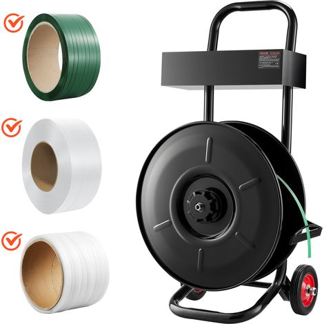 VEVOR Dispensador de Flejado, para Rollos de Flejado de PET/PP/Poliester con Un Tamaño de Núcleo de 203 mm, con Sistema de Frenado Mejorado, Amplio Almacenamiento Integrado para Herramientas (1/5)