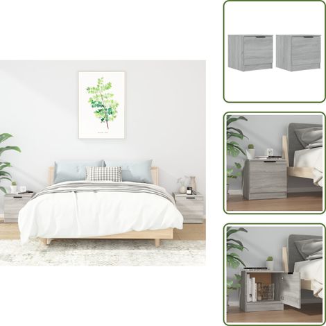 Nachttische 2 Stk. Grau Sonoma 40x39x40 cm - Nachttisch - Grau - Wohnzimmer - Schlafzimmer - Holzmöbel