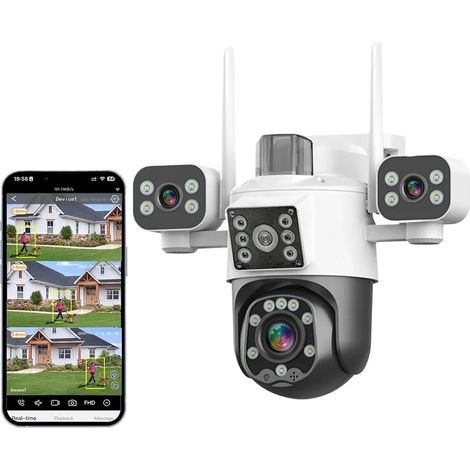 8K 15MP Trois lentilles Trois écrans WiFi PTZ caméra IP extérieure étanche 2 Voies Audio sans Fil CCTV caméra de Surveillance de sécurité(15MP Add 128G Card) (1/5)