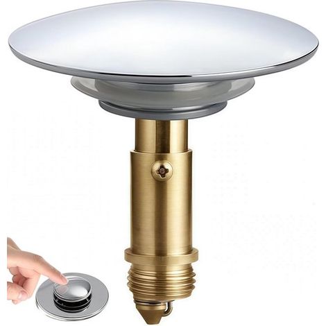 Bouchon de bonde clic-clac – 66 mm – Laiton – Pour lavabo et évier de cuisine/salle de bain – Robuste (1/5)