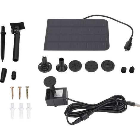 Pompe solaire pour fontaine de jardin 200 L/h, alimentée par USB (1/5)