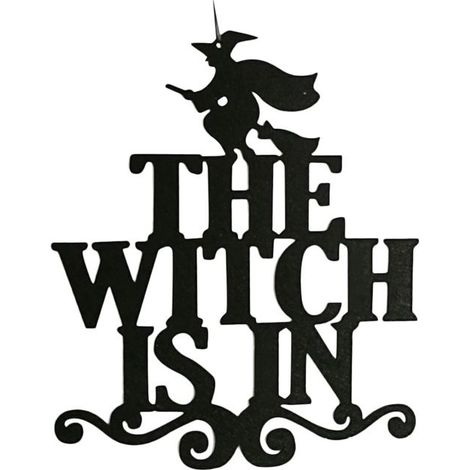 La sorcière est dans le panneau suspendu d'Halloween Décoration d'Halloween à suspendre sur une porte A Label (1/4)