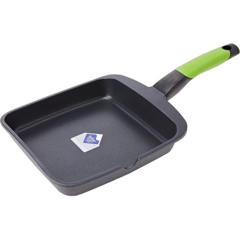 BRA Prior - Bistecchiera grill, in alluminio pressofuso con rivestimento antiaderente Teflon Classic Tinta unita 22 cm nero (1/4)