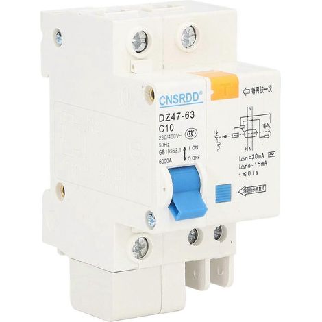 Mini-Leitungsschutzschalter (MCB) 1P+N 10A 230V 400V 30mA 6000A Abschaltvermögen für den Haushalt