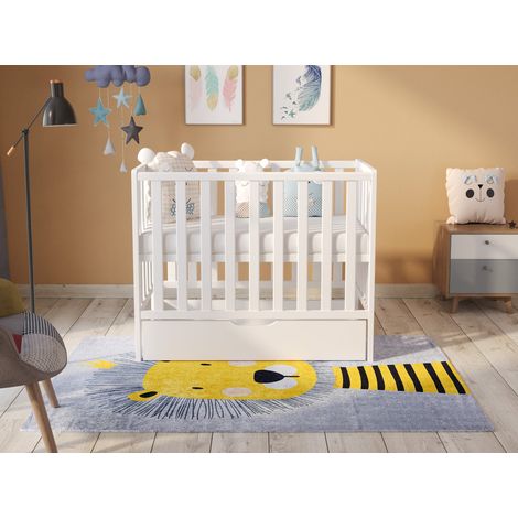 Paris Space Saver Cot 100x50cm with drawer & Aloe Vera Quilted mattress (White) (1/5)