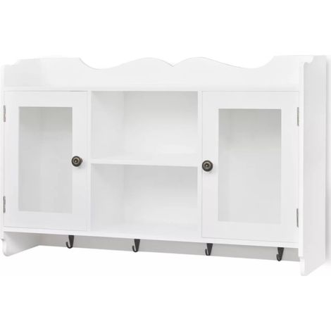 Vitrina/armario de pared con estante para libros DVD y cristal en MDF blanco 2702115/2 (1/5)