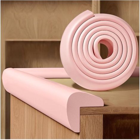 Exquisitas tiras de espuma de seguridad para esquinas de mesa, color rosa, 2 m/6,56 pies, protectores de bordes anticolisión con tope acolchado. (1/5)