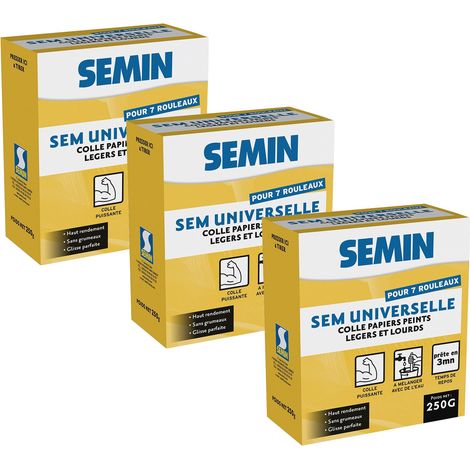 Lot de 3 colles en poudre pour papiers peints légers et lourds Semin Sem-Universelle - boite 250 g (1/5)