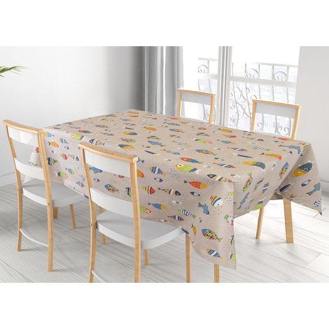 Tovaglia Salotto/Cucina In Tessuto Miros Made In Italy Dis Pesciolini Colorati, misura140x140colorePesciolini (1/5)