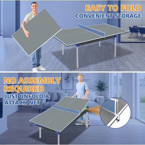 Klappbare Tischtennisplatte 180,34 x 90,17 x 1,2 cm aus grauem MDF für Familien – MEUBLIV