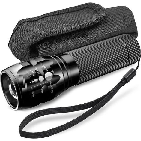 Lampe torche puissante pour vélo, mise au point télescopique, zoom à trois lumens, torche d'urgence (1/4)