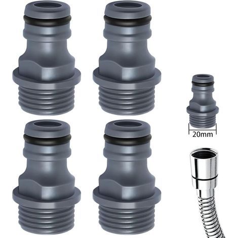 Pair 4Pcs Connecteur de robinet G 1/2 pouce / 12,7 mm, raccord de tuyau de jardin, raccord de tuyau de 1/2 pouce, raccord fileté extérieur G1/2 pour adaptateur de robinet