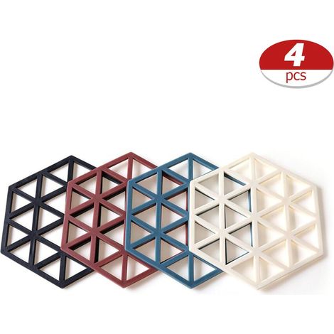 4 Tapis de protection thermique TPE antidérapant pour casseroles, isolant résistant à la chaleur, lot de 4 dessous-de-plat (1/5)