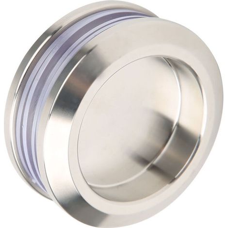 Maniglia scorrevole rotonda Bardusch in acciaio inox spazzolato, pomello a scomparsa a doppia faccia, pomello rotondo incassato per porte in vetro, porte doccia, porte bagno (1/3)