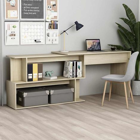801101 Corner Desk Sonoma Oak 200x50x76 cm Engineered Wood vidaXL