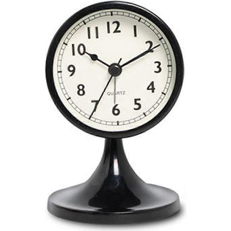Réveil rond en métal de style nordique, horloge de table silencieuse vintage, veilleuse de chevet pour étudiant, décoration de chambre, décoration intérieure A (1/5)