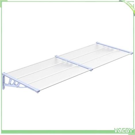 Auvent de porte - FAFEICY - 153693 - Gris et transparent - 239 x 90 x 27,5 cm - Polycarbonate (1/5)