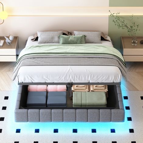 letto matrimoniale struttura letto contenitore LED OKMYHOME