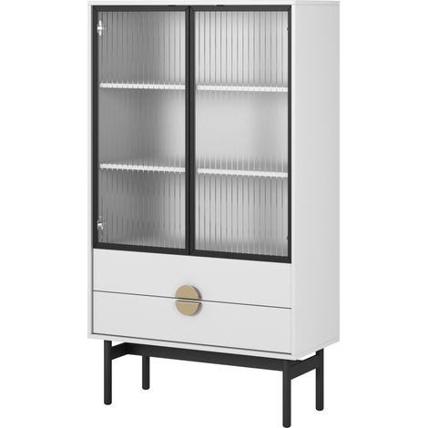 Selsey Stoon - Vitrine mit 2 Regalböden und 2 Schubladen, weiß, 150 cm (1/5)