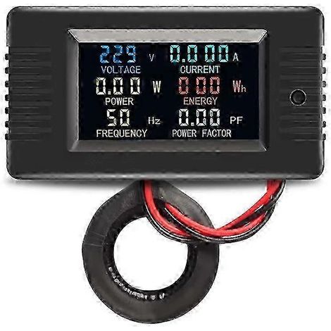 Compteur d'énergie numérique intelligent PZEM-022 (écran couleur LCD 6-en-1 : voltmètre, kWh, puissance) avec tore de mesure (CT) 100 A (1/5)