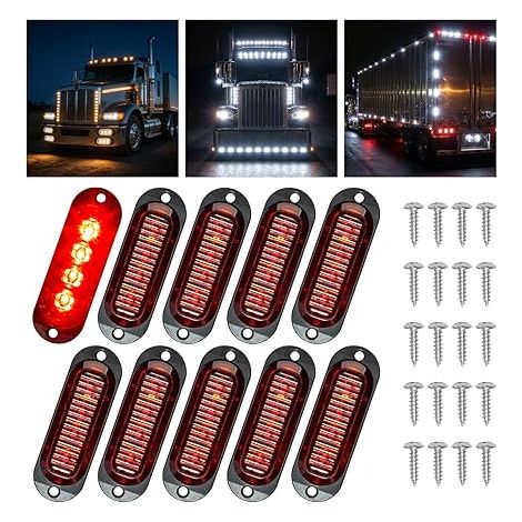 Feu de Gabarit Remorque LED 12V/24V, Étanches pour Camion Bus Caravane Signalisation Latérale Feux de Position Route (Rouge) (1/5)