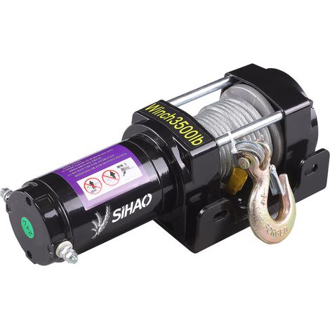 SIHAO Treuil électrique 3500LBS 12V, treuil hors route IP55 imperméable pour treuil synthétique de corde 3500LBS de voiture/ATV/bateau/remorque (1/5)