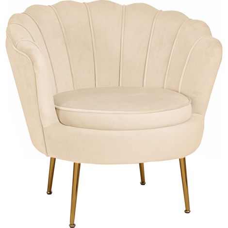 Poltrona velluto con schienale a conchiglia - FIORE finitura Beige (1/5)