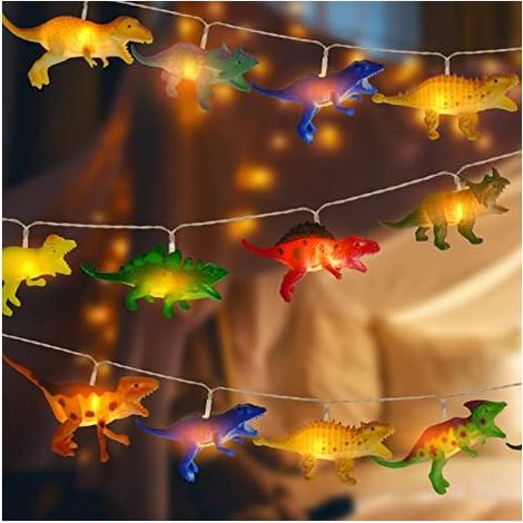 Vegena Guirlande Lumineuse pour Chambre D'enfant Garçon avec 10 LED Dinosaures,Guirlandes Lumineuses de Chevet à LED,Fées Veilleuses pour Enfants Chambre,Lumières de Décoration de Fête - À Piles [Clas (1/5)