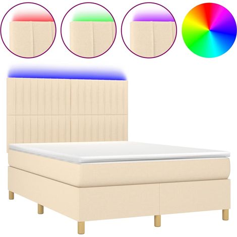 Maison Exclusive - Boxspringbett mit Matratze & LED Creme 140x200 (1/5)