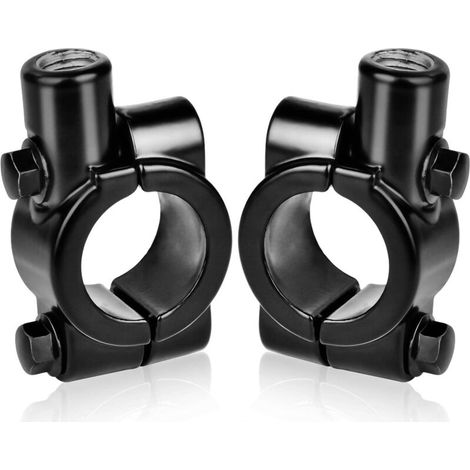 2-teilige Motorradspiegelhalterung für 22-mm-Lenkerbefestigung - für 10-mm-Seitenspiegel, Aluminium (schwarz)