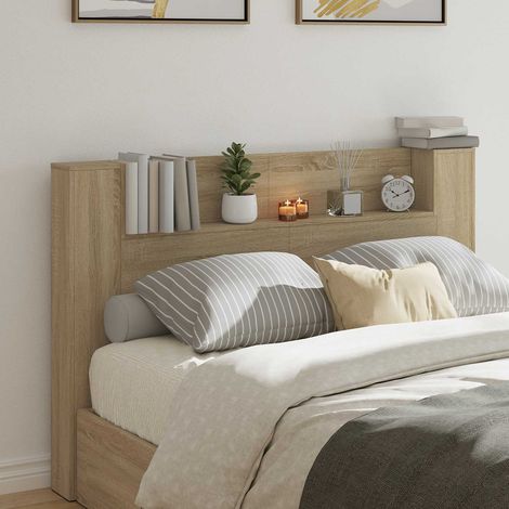vidaXL Cabinet de Tête de Lit avec LED Sonoma 160 x 16,5 x 103,5 cm
