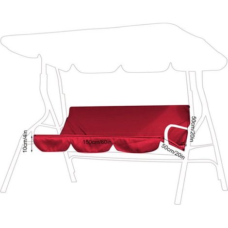 Housse de coussin pour hamac 3 places, Revêtement imperméable polyester taffetas 190T pour swing de jardin, Tailles: 150x50cm, Couleurs: Gris/Noir/Bleu/Rouce. (1/5)