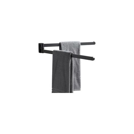 Serviettes pivotant Noir - Oganizer - Gain de Place - Support Mural pour Serviettes - Double Barre pivotante pour Salle de Bain (1/5)