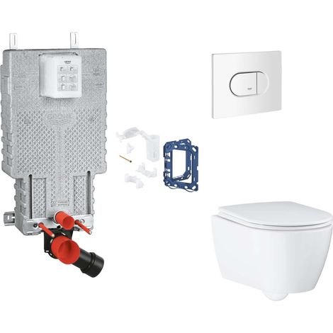 Grohe Uniset - Set bâti-support, cuvette, abattant SoftClose et plaque de déclenchement Arena Cosmopolitan et kit pour insertion de tablette, blanc alpin SANI15BB3128 (1/2)