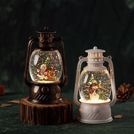 Weihnachtsnachtlicht, Schneeflocken-Glaslaterne mit Musik-USB-Aufladung, kann als Tischdekoration, Weihnachtsdekoration, Weihnachtsgeschenk verwendet werden (Weihnachtsschneemann-Version) (1/2)