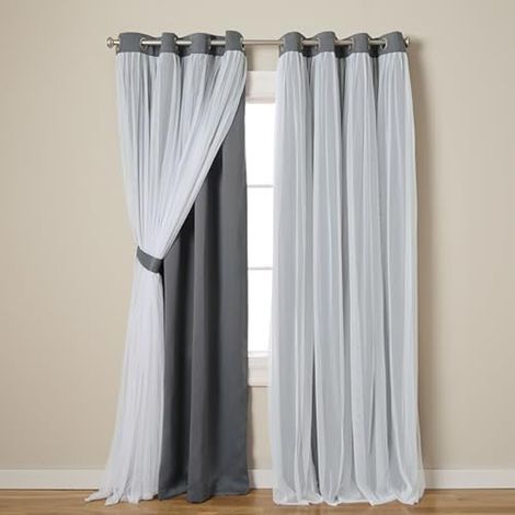 2 rideaux de chambre de salon, rideaux occultants, rideaux adaptés à la décoration intérieure et pour enfant, en tulle, 1,32 m x 2,13 m (1/5)