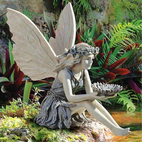1 Pack Flower Fairy Statue Angel Garden Goddess Bird Feeder Sculpture Decorative Garden Lawn Patio Resin Crafts (1/5)